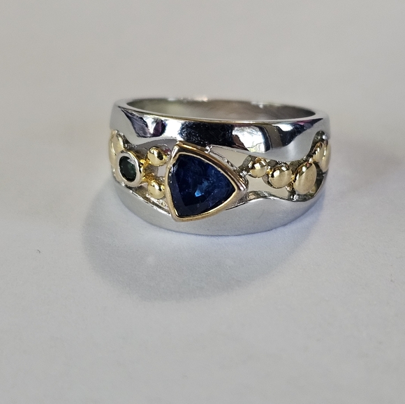 Beautiful Blue Sapphire & Chrome Diopside Ring in Sterling Silver Sz 7! - Picture 5 of 6